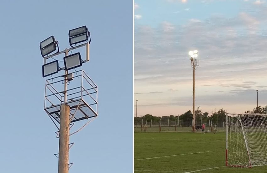 El Club Atlético Maciá completó la primera etapa de colocación de las nuevas luminarias