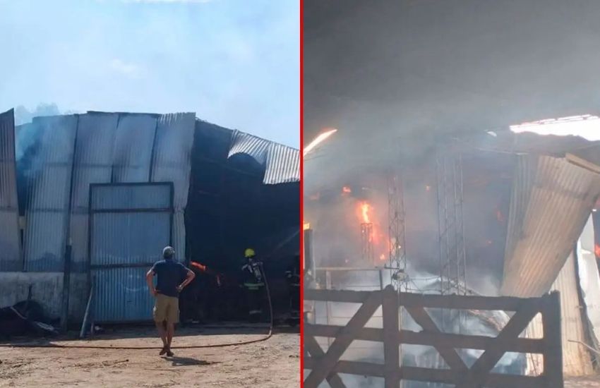 En Federación un incendio arrasó un galpón con fardos y maquinarias: las pérdidas son totales